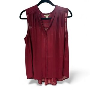 Lucky Brand Deep Burgundy Sheer Tank Top-‎ Size Medium